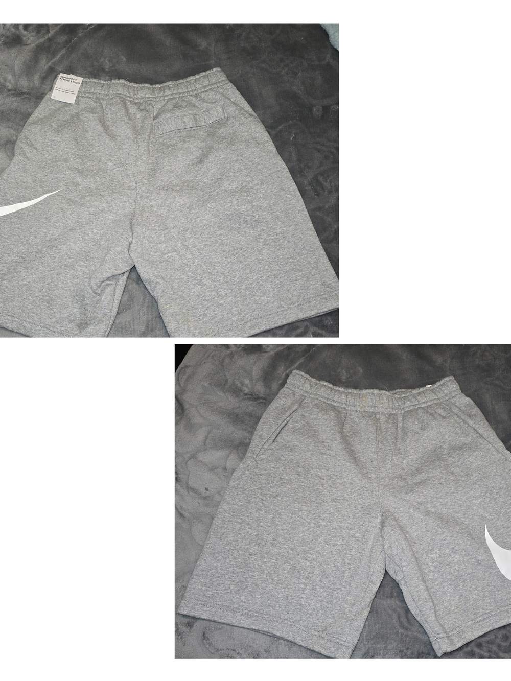 Men's Grey Athletic Shorts With A White Swoosh Standard Fit & Knee Length - Picture 2 of 8